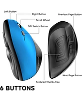 memzuoix 2.4G Wireless Mouse, Cordless Computer Mice Wireless Mouse for Laptop, Desktop, Pc, MacBook- 2 Pack (Led Rechargeable Wireless Mouse+Blue Erg