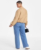 On 34th Trendy Plus Size Bomber Jacket Striped Sweater Jeans Exclusively At Macys