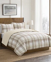 Vcny Home Plaid Brushed Flannel and Sherpa 3-Pc. Comforter Set