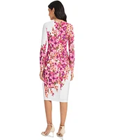 Maggy London Women's Floral-Print Long-Sleeve Sheath Dress