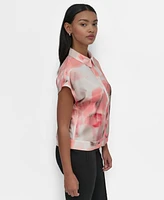 Dkny Women's Printed Short-Sleeve Camp Shirt