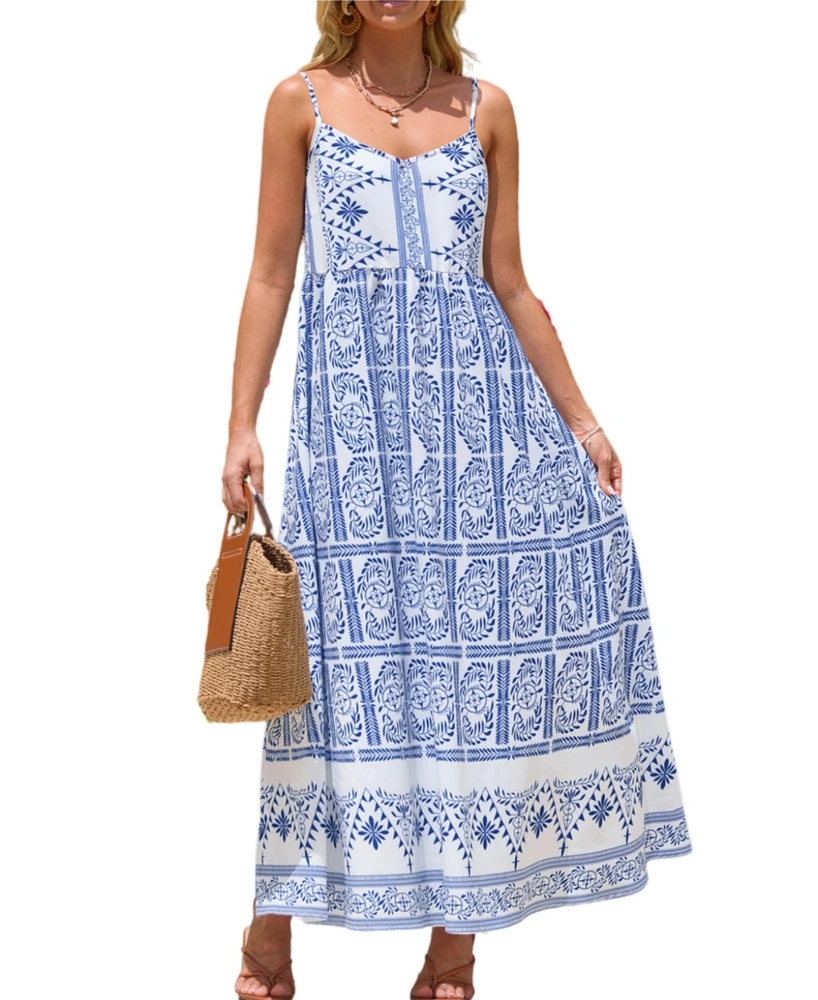 Women's Boho V-Neck Maxi Beach Dress