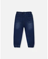 Deux par Baby Boys French Terry Denim Jogger Pant Dark Blue