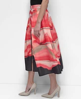 Dkny Women's Printed Zipper-Front Midi Skirt