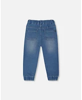 Deux par Toddler Boys French Terry Denim Jogger Pant Blue