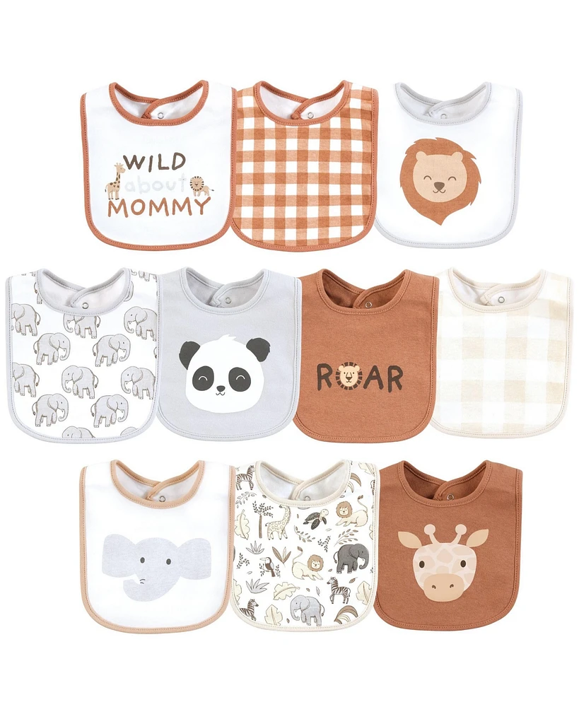 Hudson Baby Cotton Bibs, Rustic Roar, One Size