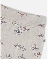 Deux par Baby Boys Printed Organic Cotton Evolutive Pant Paper Boat