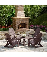 5-Piece Hdpe Adirondack Chair Outdoor Patio Square Table Conversation Set
