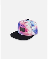 Deux par Girl Printed Cap Butterflies On Multicolored And Black Background