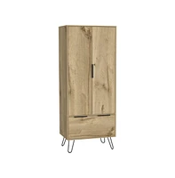 Begonia Closet, One Drawer, Double Door Cabinet , Hairpin Legs, Light Oak