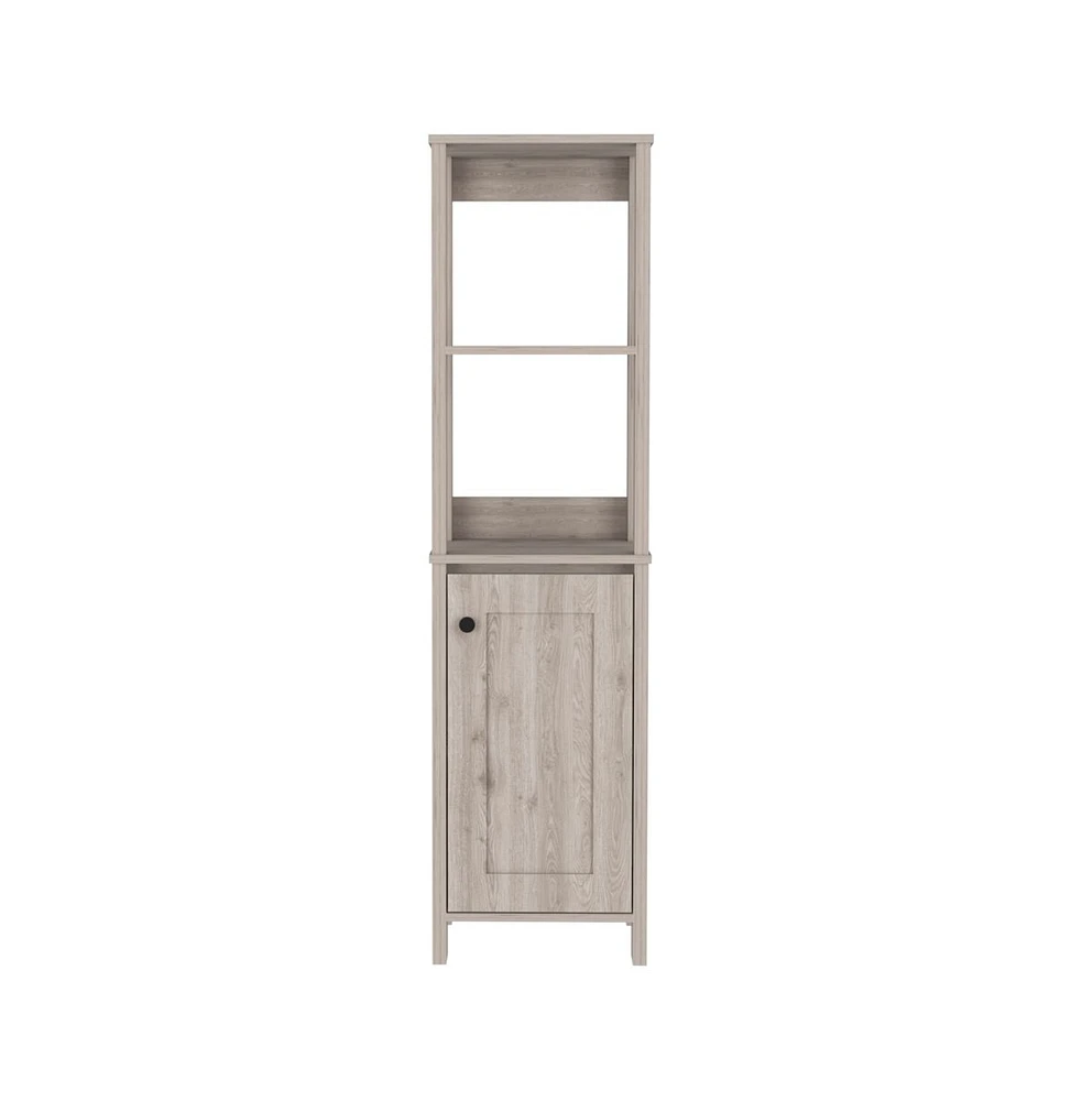 Depot E-shop New Haven Linen Single Door Cabinet, Two Interior Shelves, Two Open Shelves