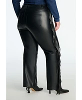 Eloquii Plus Size Faux Leather Pant With Fringe