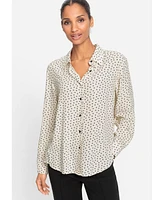 Olsen Heart Print Button Front Shirt