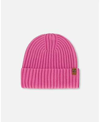 Deux par Deux Girl Cuffed Knit Hat Vibrant Pink - Toddler|Child