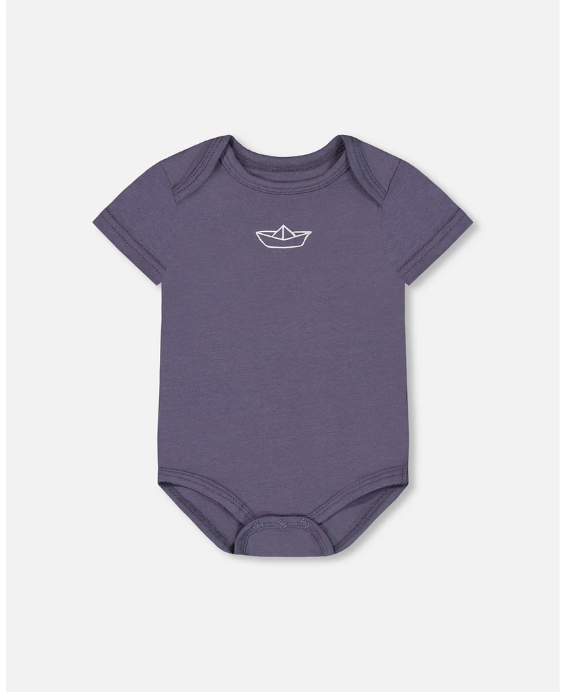 Deux par Baby Boys Organic Cotton Onesie Navy Blue