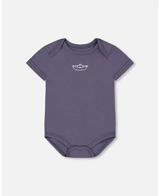 Deux par Baby Boys Organic Cotton Onesie Navy Blue