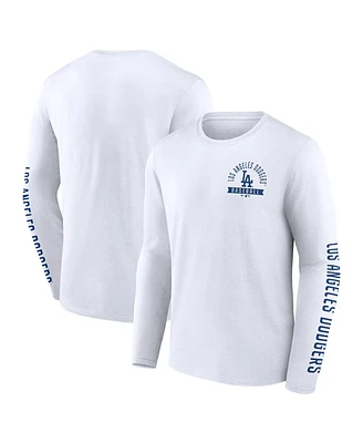 Fanatics Men's White Los Angeles Dodgers Press Box Long Sleeve T-Shirt