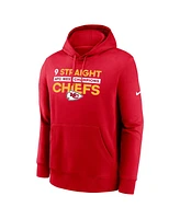 Nike Men's Red Kansas City Chiefs Nine-Straight Afc West Division Champions Club Pullover Hoodie