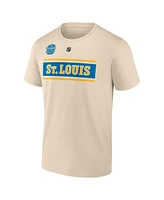 Fanatics Men's Jordan Binnington Cream St. Louis Blues 2025 Nhl Winter Classic Authentic Stack Name Number T-Shirt