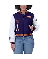 Wear by Erin Andrews Women's Purple/White Phoenix Suns Cropped Varsity Full-Zip Jacket