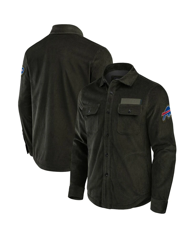 Fanatics Men's Dark Green Buffalo Bills Corduroy Full-Button Shacket