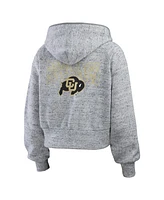 Wear by Erin Andrews Women's Heather Gray Colorado Buffaloes Speckle Double-Hit Raglan Full-Zip Hoodie