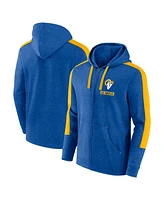 Fanatics Men's Heather Royal Los Angeles Rams Gains Full-Zip Hoodie