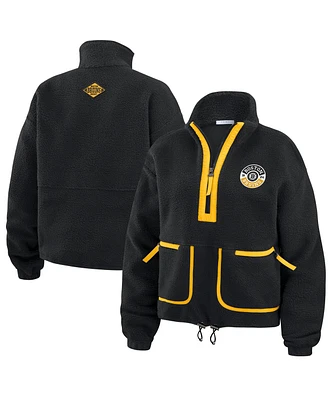 Wear by Erin Andrews Women's Black Boston Bruins Polar Fleece Half-Zip Jacket