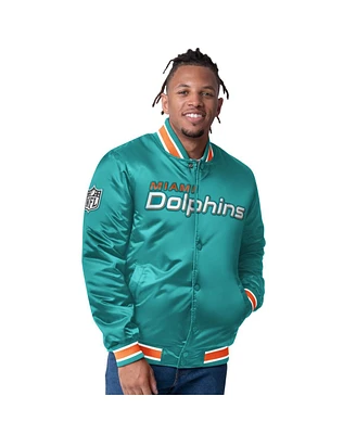 Starter Men's Aqua/Orange Miami Dolphins Closer Reversible Satin Full-Snap Jacket