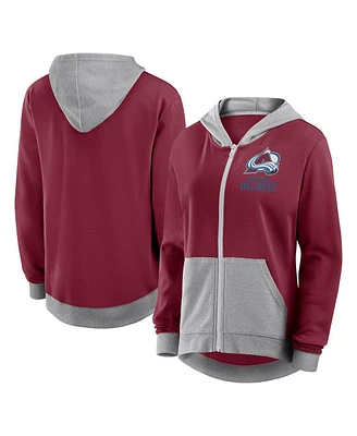 Logo Athletic Women's Burgundy Colorado Avalanche Hit It French Terry Full-Zip Hoodie