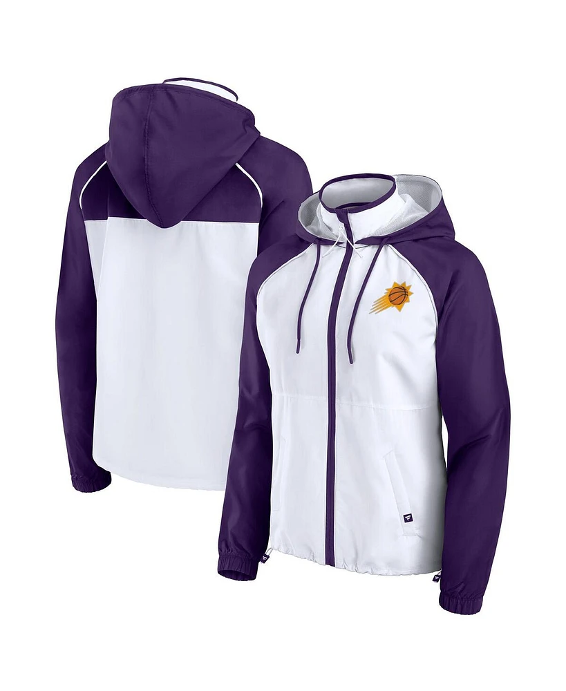 Fanatics Women's White/Purple Phoenix Suns Anorak Raglan Full-Zip Hoodie Jacket