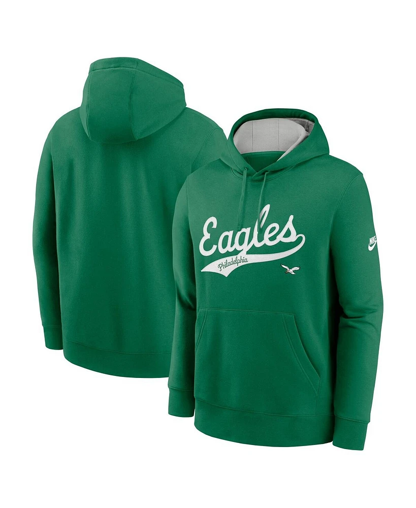 Nike Men's Kelly Green Philadelphia Eagles Rewind Club Logo Pullover Hoodie