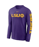 Nike Men's Purple Lsu Tigers Basketball Icon Two-Hit Long Sleeve T-Shirt