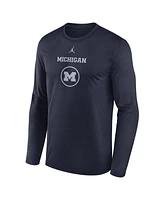 Jordan Men's Navy Michigan Wolverines 2024 On-Court Basketball Practice Legend Performance Long Sleeve T-Shirt