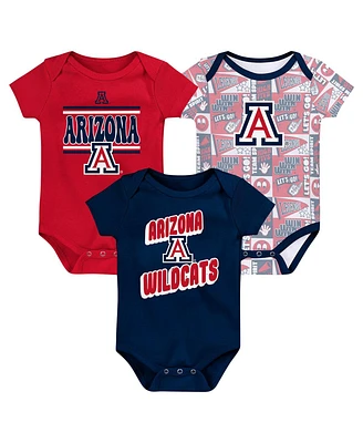 Outerstuff Newborn Navy Arizona Wildcats Sunday Comics 3-Pack Bodysuit Set