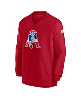 Nike Men's Red New England Patriots 2024 Sideline Throwback Logo Long Sleeve V-Neck Windshirt