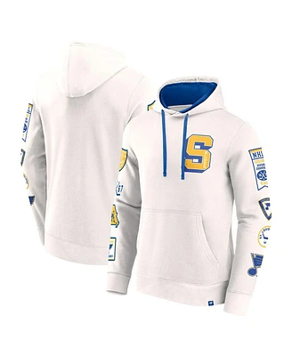 Fanatics Men's White St. Louis Blues Letterman Fleece Pullover Hoodie