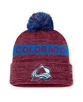 Fanatics Men's Burgundy/Blue Colorado Avalanche Authentic Pro Rink Cuffed Knit Hat with Pom