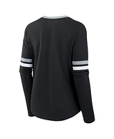 Fanatics Women's Black Las Vegas Raiders Won and Done Lace-Up Long Sleeve Fashion Top