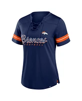 Fanatics Women's Navy Denver Broncos Play Script Lace-Up T-Shirt