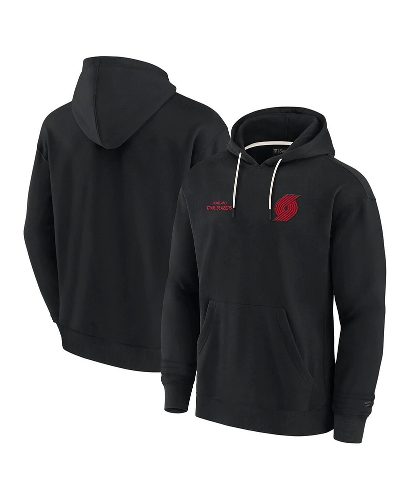 Fanatics Men's and Women's Black Portland Trail Blazers Elements Super Soft Fleece Pullover Hoodie