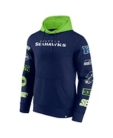 Fanatics Men's College Navy/Neon Green Seattle Seahawks Patched Out Pullover Hoodie