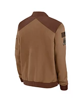 Nike Men's Brown New England Patriots Salute To Service Full-Zip Bomber Jacket