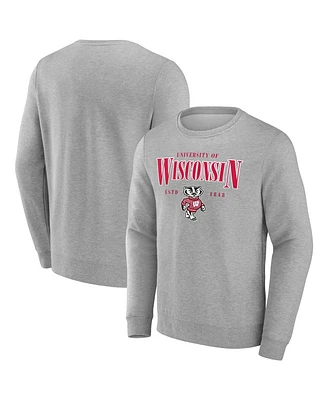 Fanatics Men's Gray Wisconsin Badgers True Classics Act Fast Fleece Pullover Sweatshirt