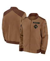 Nike Men's Brown New England Patriots Salute To Service Full-Zip Bomber Jacket
