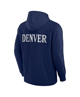 Fanatics Men's Navy Denver Broncos Elements Blaze Tri-Blend Long Sleeve Hoodie T-Shirt