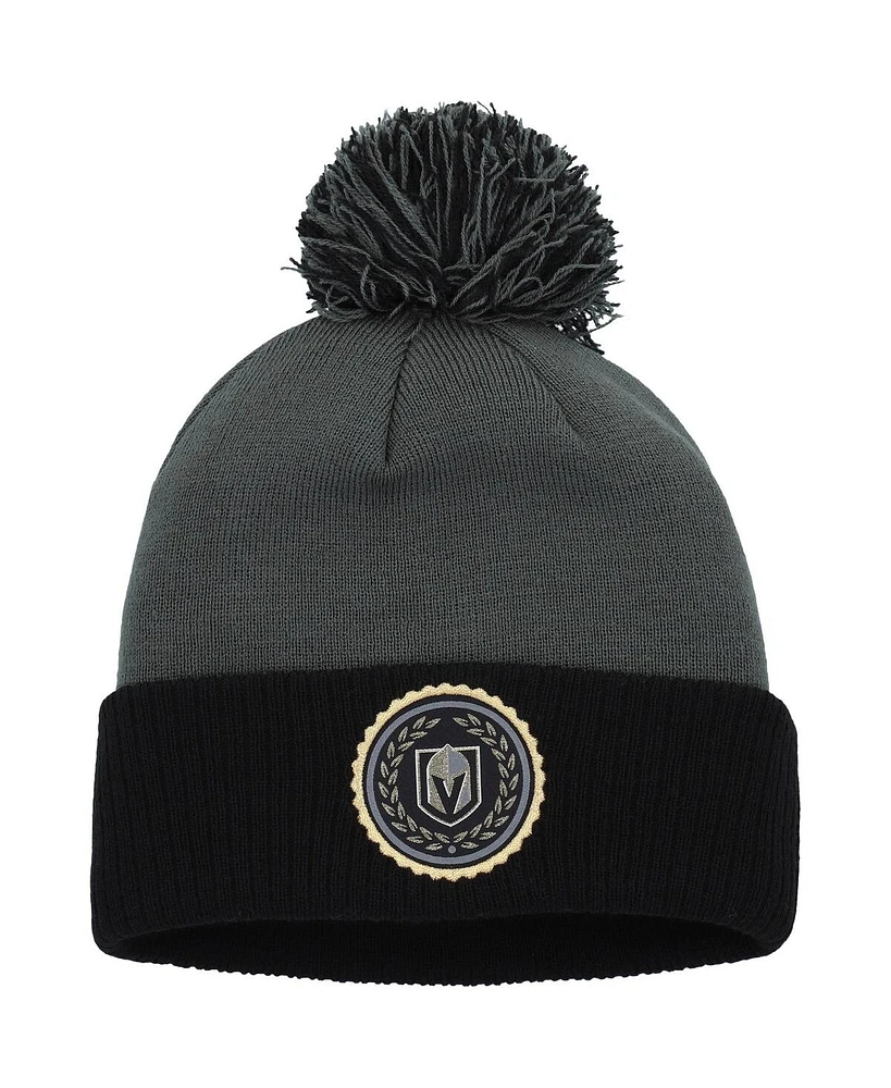 Adidas Women's Gray Vegas Golden Knights Laurel Cuffed with Pom Knit Hat