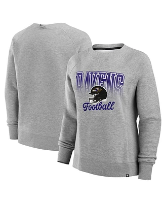 Fanatics Women's Heather Gray Baltimore Ravens Hit Hard Fleece Pullover Sweatshirt