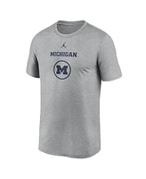 Jordan Men's Heather Gray Michigan Wolverines On-Court Basketball Legend Practice Performance T-Shirt