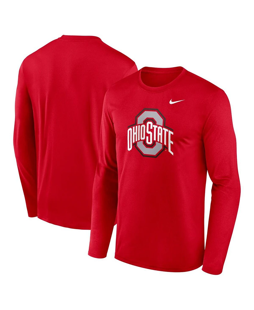 Nike Men's Scarlet Ohio State Buckeyes Primetime Primary Legend Long Sleeve T-Shirt